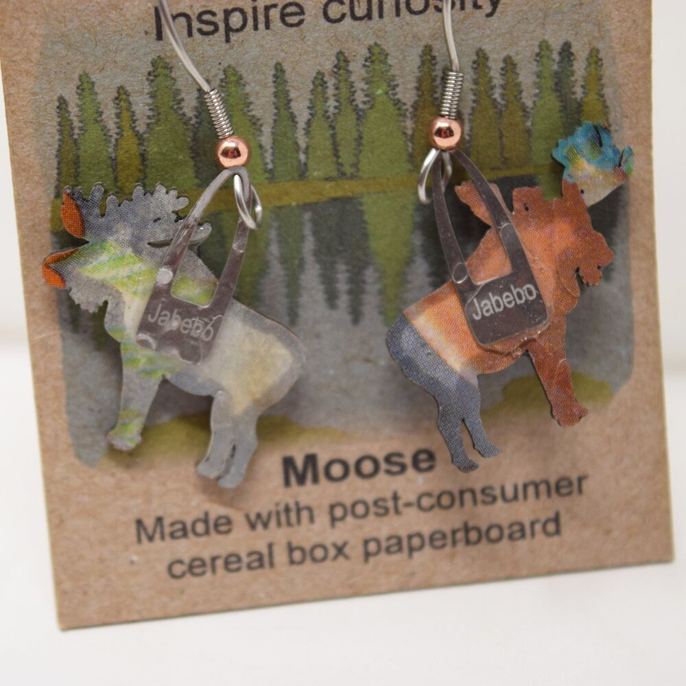 Jabebo Studio Moose Earrings Dangle Eco Friendly Made in USA New Wildlife Nature - Picture 5 of 5